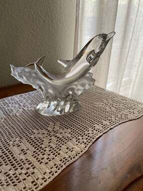 Vintage Lenox"Magnificent Dolphin" Figurine. Coastal Nautical Glass Home Decor